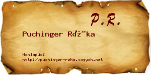 Puchinger Réka névjegykártya
