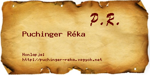 Puchinger Réka névjegykártya